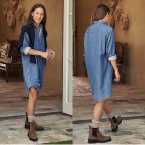Frank & Eileen MARY Classic Shirtdress Vintage Stonewashed Indigo Size L NWT